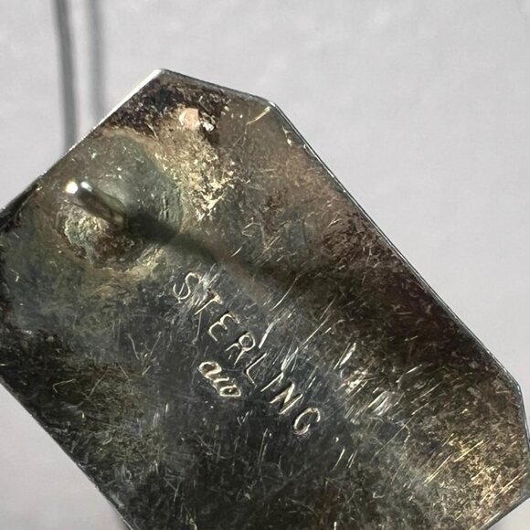 Vtg 925 Silver Onyx Post Earrings Artisan Handcrafted Marked AW MCM Southwestern - Picture 8 of 10